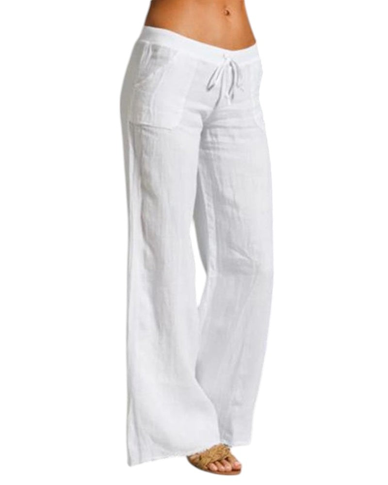 Linnen broek dames | Luchtige damesbroek met elastische taille | Comfortabele zomerbroek