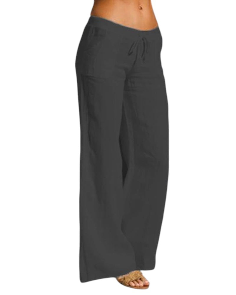 Linnen broek dames | Luchtige damesbroek met elastische taille | Comfortabele zomerbroek