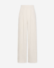 JULIE dames pantalon beige – wide leg broek met elastische taille