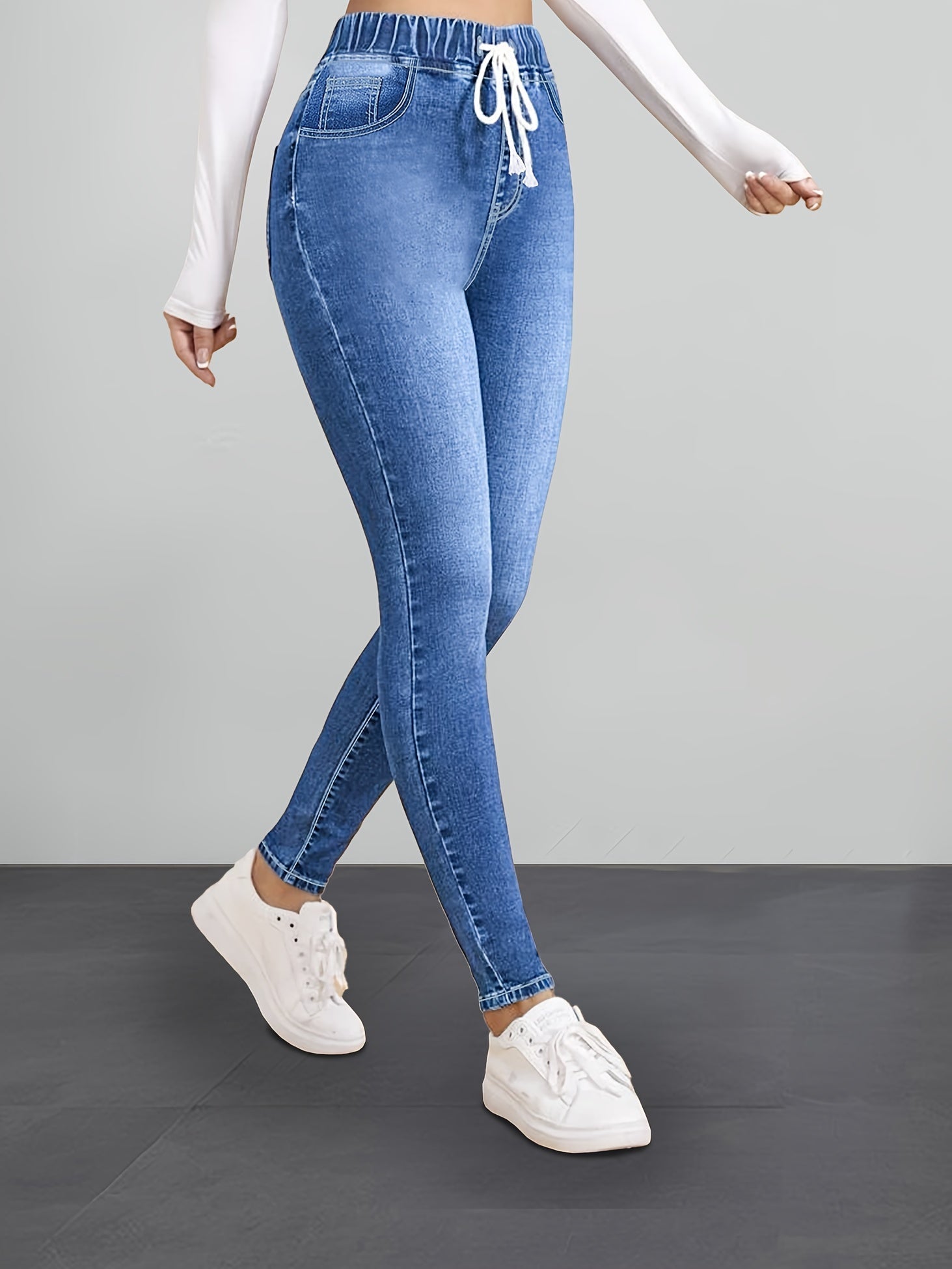Jegging – Slim Fit Stretchbroek met Elastische Taille en Denim Look jeans