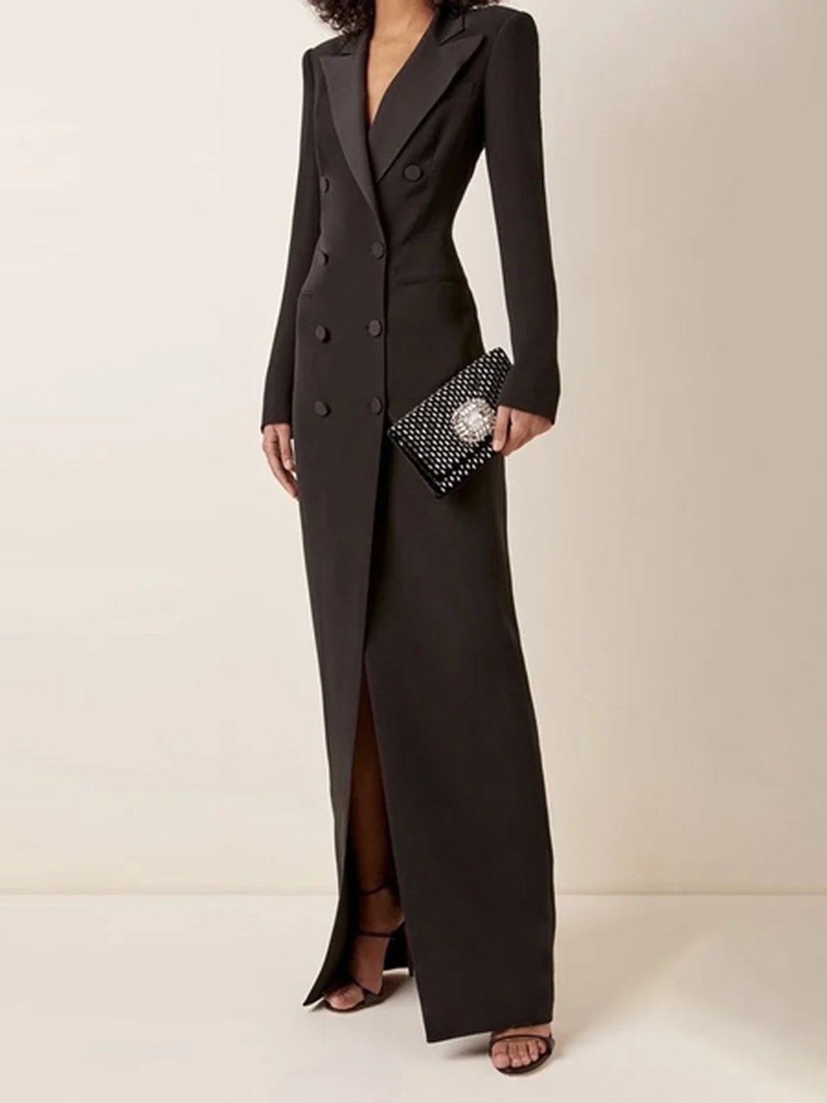 Elegante Jurk met Blazerkraag Dames – Tijdloze Midi-Jurk met Lange Mouwen & Klassieke Flair