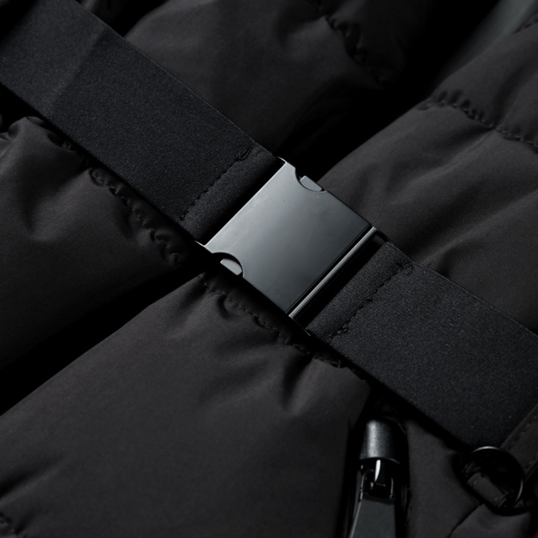 Gewatteerde donsjas dames met ceintuur – warme lange puffer jas voor de winter