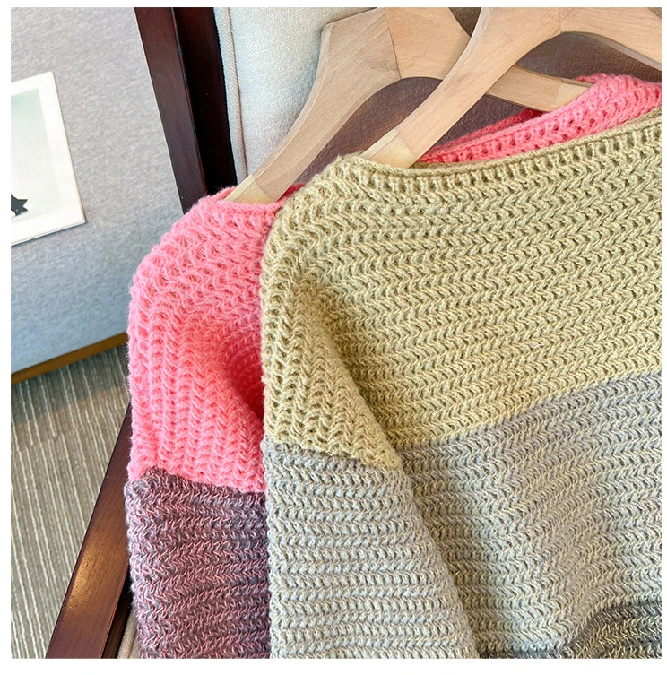 MELINA dames trui – oversized patchwork sweater in kleurrijk design