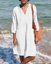 Luchtige Strandjurk – V-Hals, Comfortabele Pasvorm en Stijlvol Zomerdesign