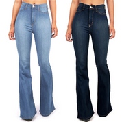 High-Waist Flared Jeans Dames – Retro Bell-Bottom Jeans met Stretch Pasvorm