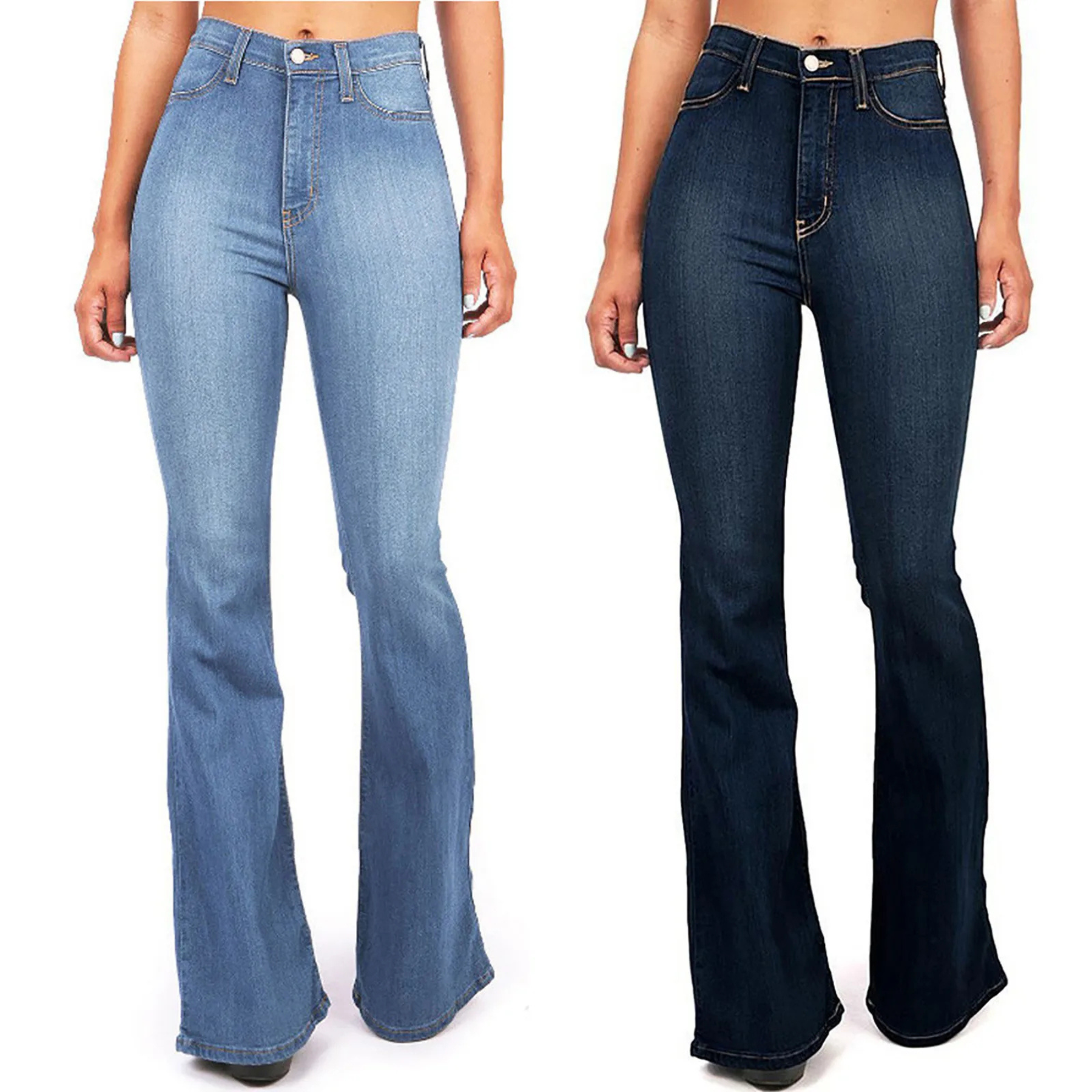 High-Waist Flared Jeans Dames – Retro Bell-Bottom Jeans met Stretch Pasvorm
