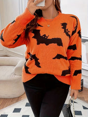 Halloween Trui Dames – Gebreide Warme Trui met Vleermuismotief