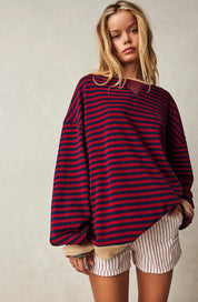 Gestreepte Losse Trui Dames – Oversized Trui met Moderne Streepprint & Relaxte Pasvorm