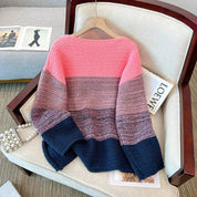 MELINA dames trui – oversized patchwork sweater in kleurrijk design