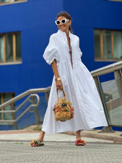 Jurk Phoebe wit – Stijlvolle Maxi Jurk van 100% Egyptisch Katoen