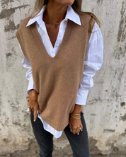 Noémie gebreide spencer dames – V-hals spencer voor casual & zakelijke looks