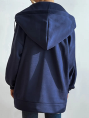 Lange dames hoodie met hoge kraag en rits – comfortabel & casual