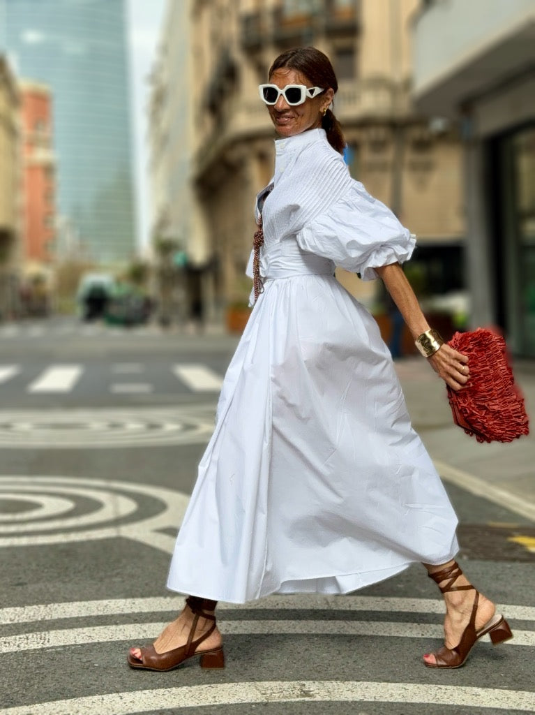 Jurk Phoebe wit – Stijlvolle Maxi Jurk van 100% Egyptisch Katoen