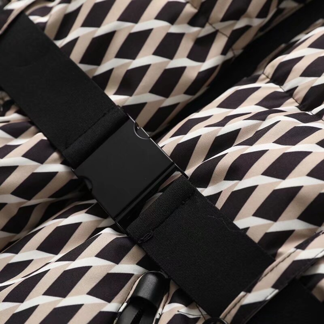 Gewatteerde donsjas dames met ceintuur – warme lange puffer jas voor de winter