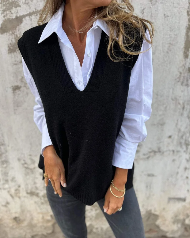 Noémie gebreide spencer dames – V-hals spencer voor casual & zakelijke looks