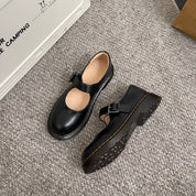Dames Mary Jane flats bruin – retro schoenen met ronde neus en gesp