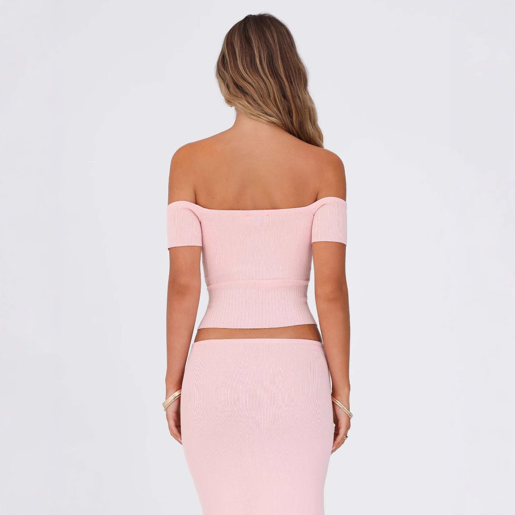 Jolina off-shoulder top dames – elegante bessenkleurige aangesloten top