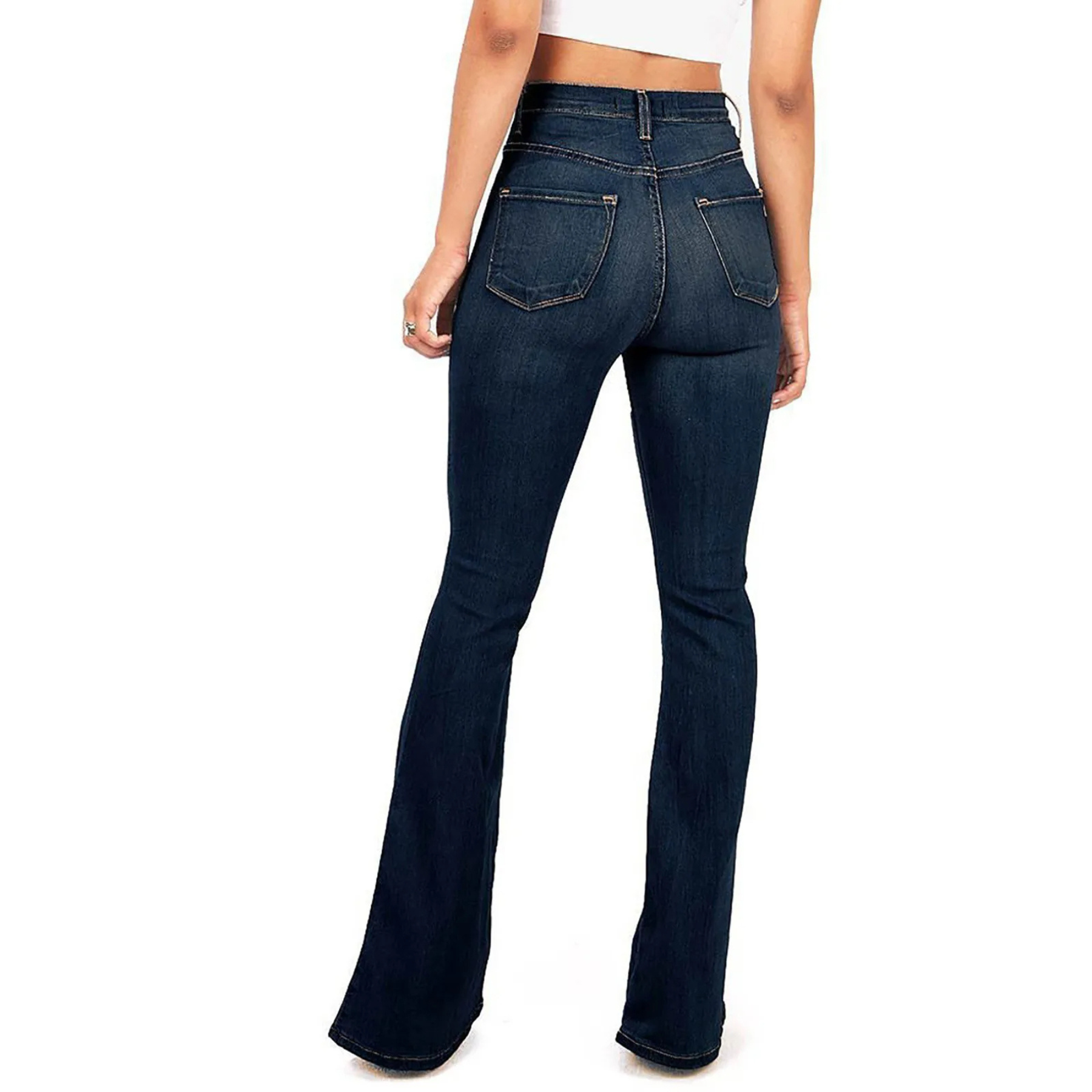 High-Waist Flared Jeans Dames – Retro Bell-Bottom Jeans met Stretch Pasvorm