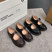 Dames Mary Jane flats bruin – retro schoenen met ronde neus en gesp