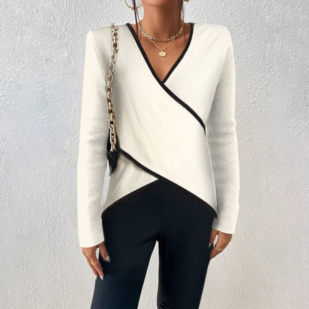 Danielle Luxe V-hals Trui – Elegante Katoenen Trui voor Herfst & Winter