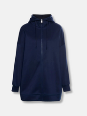 Lange dames hoodie met hoge kraag en rits – comfortabel & casual
