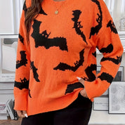 Halloween Trui Dames – Gebreide Warme Trui met Vleermuismotief