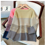 MELINA dames trui – oversized patchwork sweater in kleurrijk design