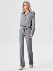 Nelleke | Dames Relaxte Loungeset | Twee-Delige Set met Rits-Top en Wijde Broek