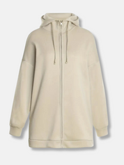Lange dames hoodie met hoge kraag en rits – comfortabel & casual