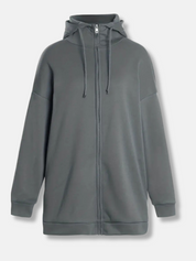 Lange dames hoodie met hoge kraag en rits – comfortabel & casual