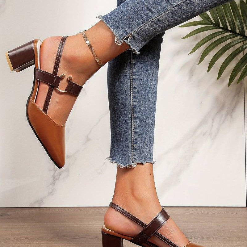 Orthopedische dames hakken – stijlvolle slingbacks met blokhak en spitse neus
