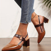 Orthopedische dames hakken – stijlvolle slingbacks met blokhak en spitse neus