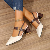 Orthopedische dames hakken – stijlvolle slingbacks met blokhak en spitse neus