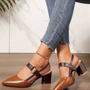 Orthopedische dames hakken – stijlvolle slingbacks met blokhak en spitse neus