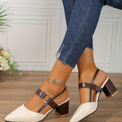 Orthopedische dames hakken – stijlvolle slingbacks met blokhak en spitse neus
