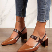 Orthopedische dames hakken – stijlvolle slingbacks met blokhak en spitse neus