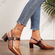 Orthopedische dames hakken – stijlvolle slingbacks met blokhak en spitse neus