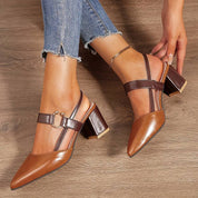Orthopedische dames hakken – stijlvolle slingbacks met blokhak en spitse neus