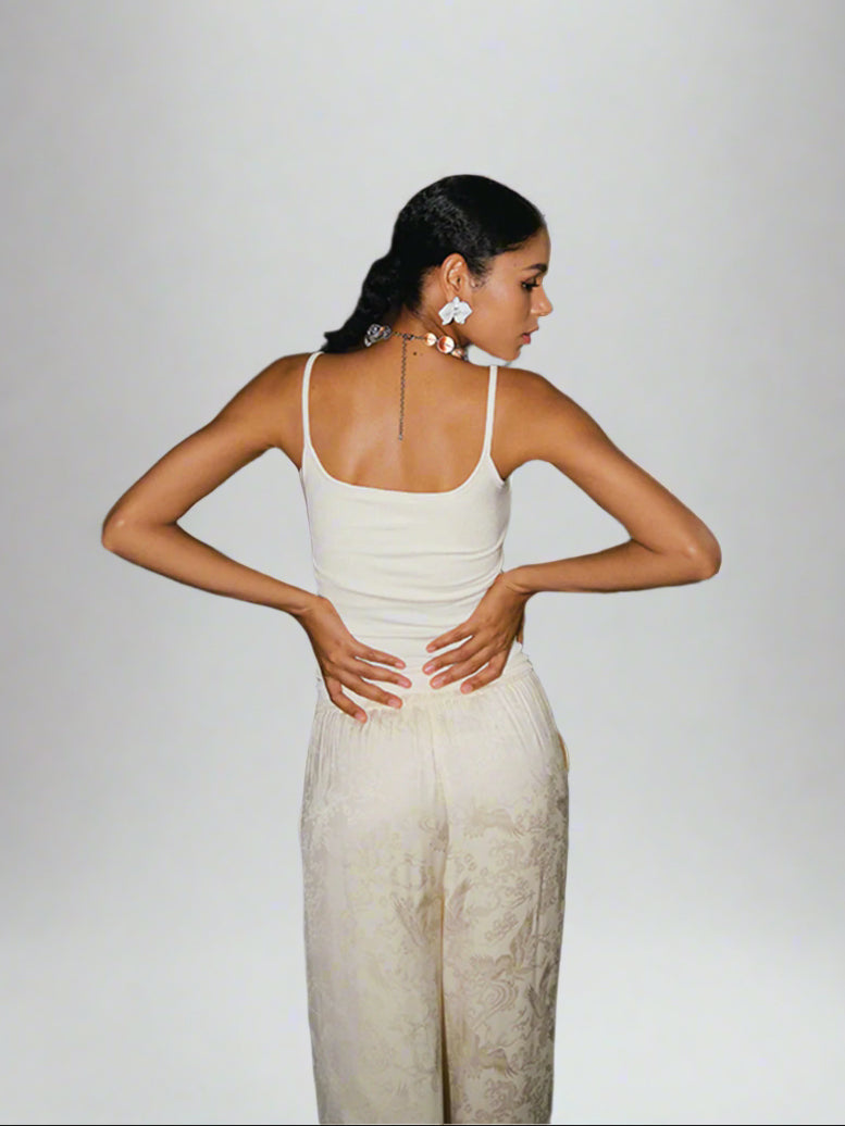 Geribbelde dames spaghettitop – basic rib top met smalle bandjes