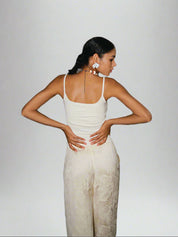 Geribbelde dames spaghettitop – basic rib top met smalle bandjes