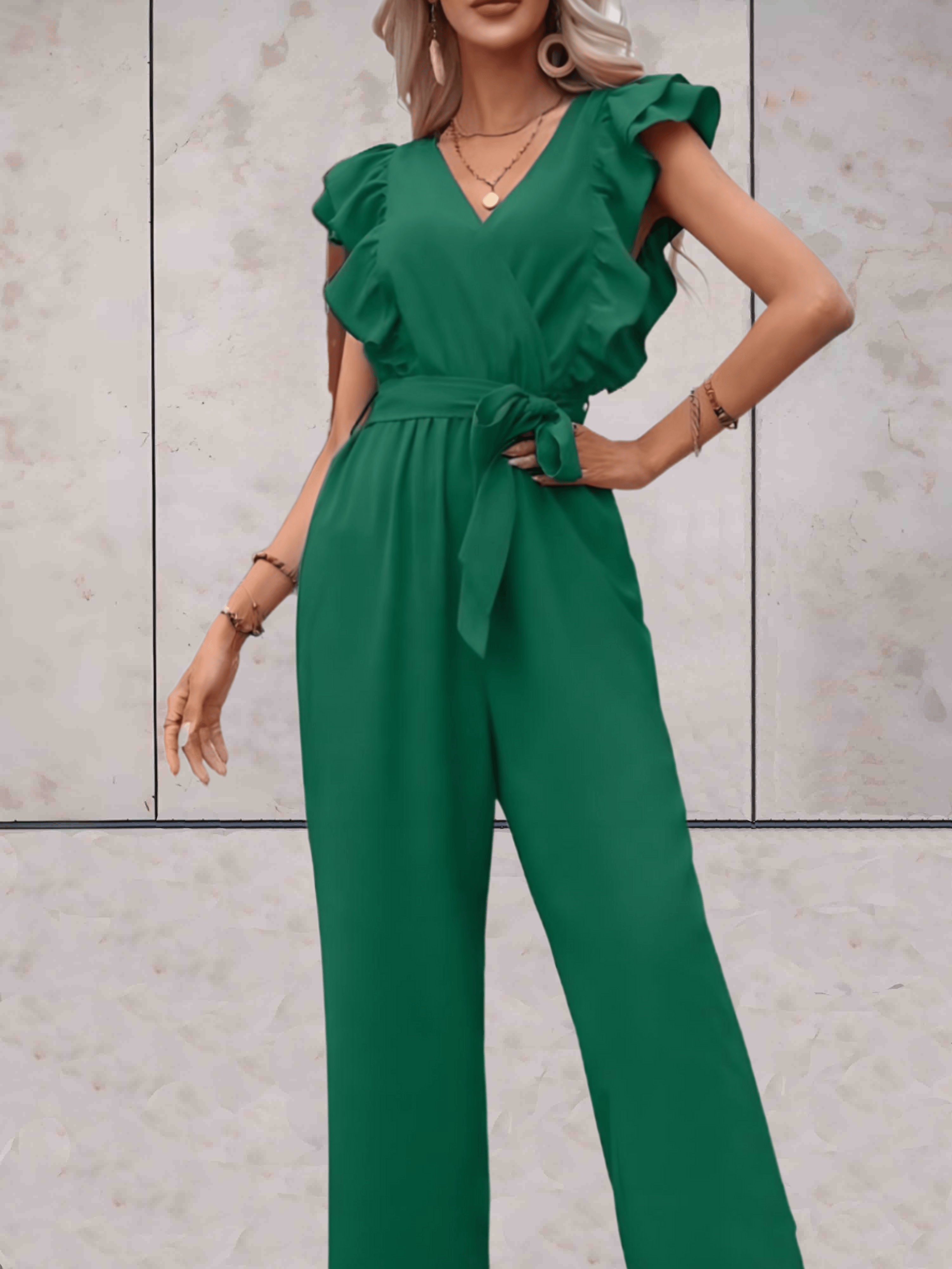 Nellie Jumpsuit Dames – Elegante Jumpsuit met Ruches en Taillekoord