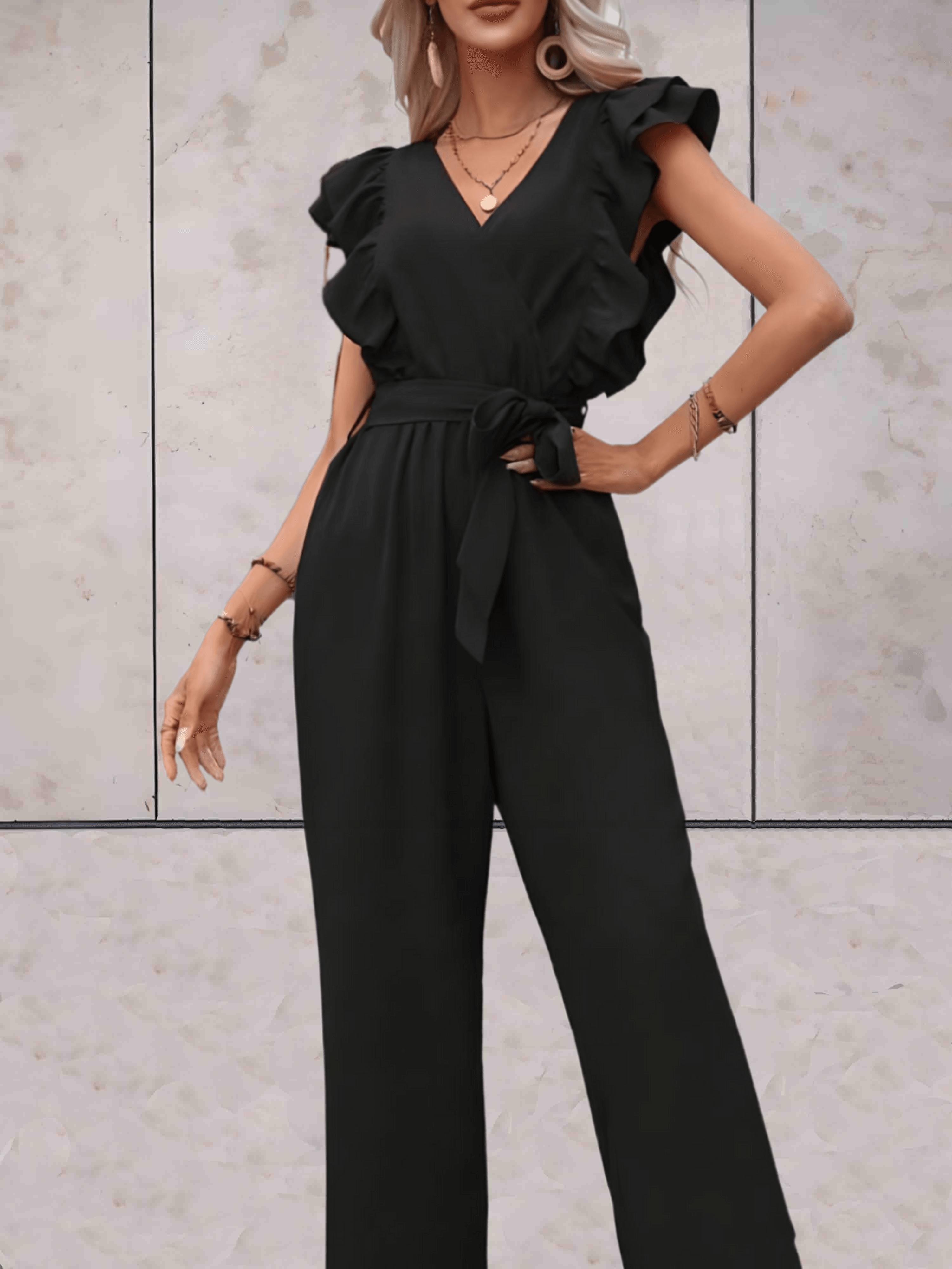 Nellie Jumpsuit Dames – Elegante Jumpsuit met Ruches en Taillekoord