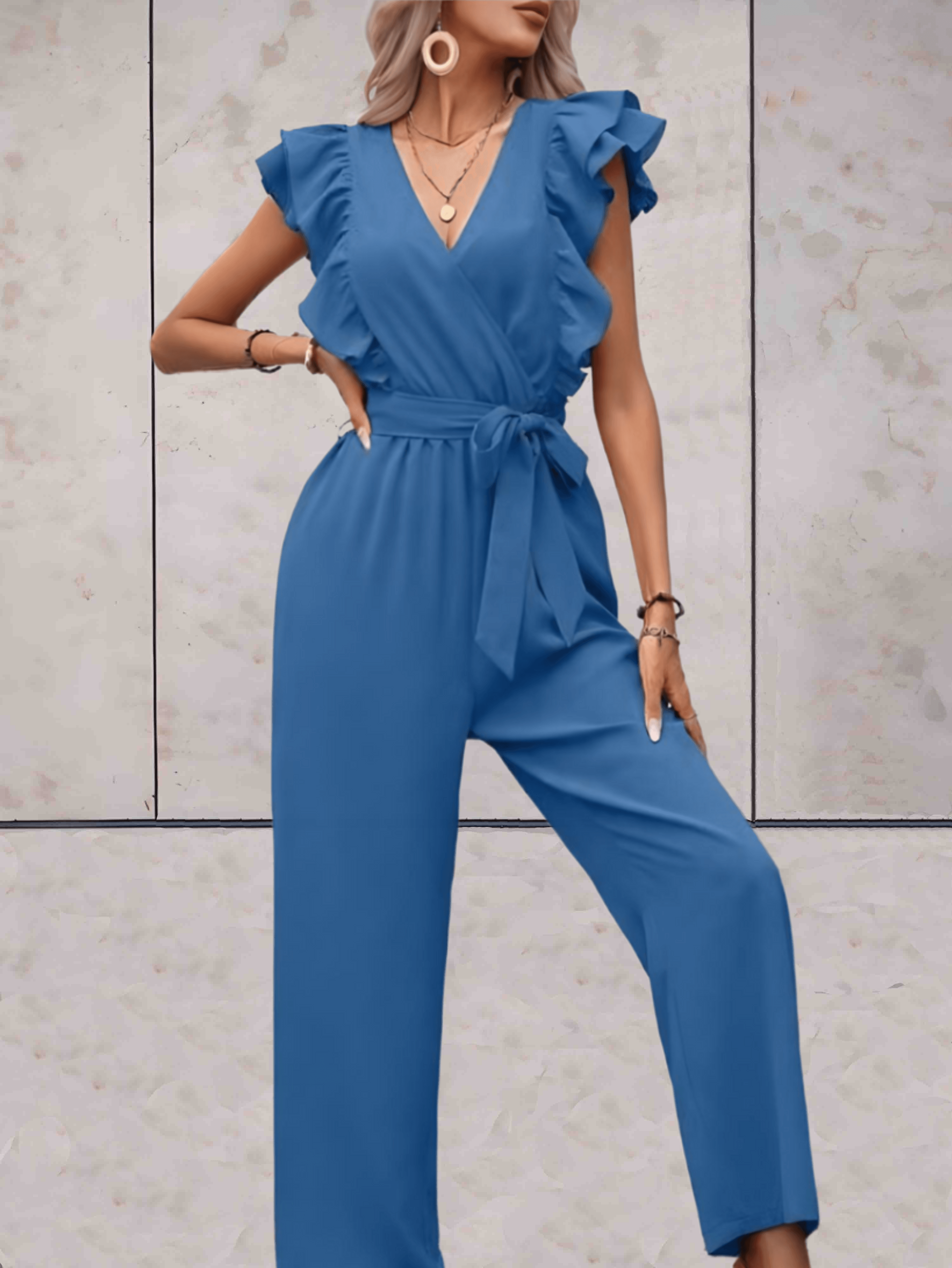 Nellie Jumpsuit Dames – Elegante Jumpsuit met Ruches en Taillekoord