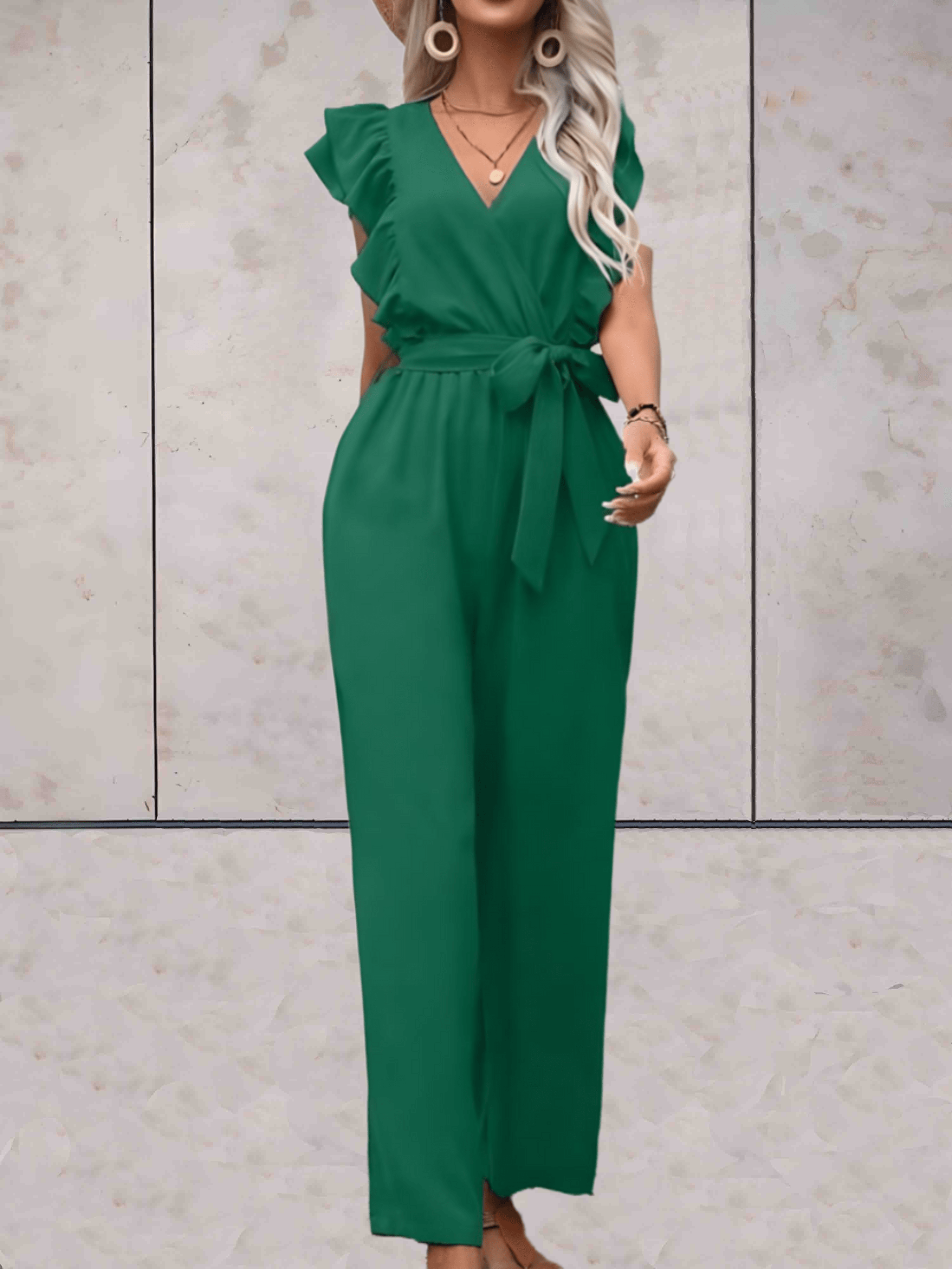 Nellie Jumpsuit Dames – Elegante Jumpsuit met Ruches en Taillekoord