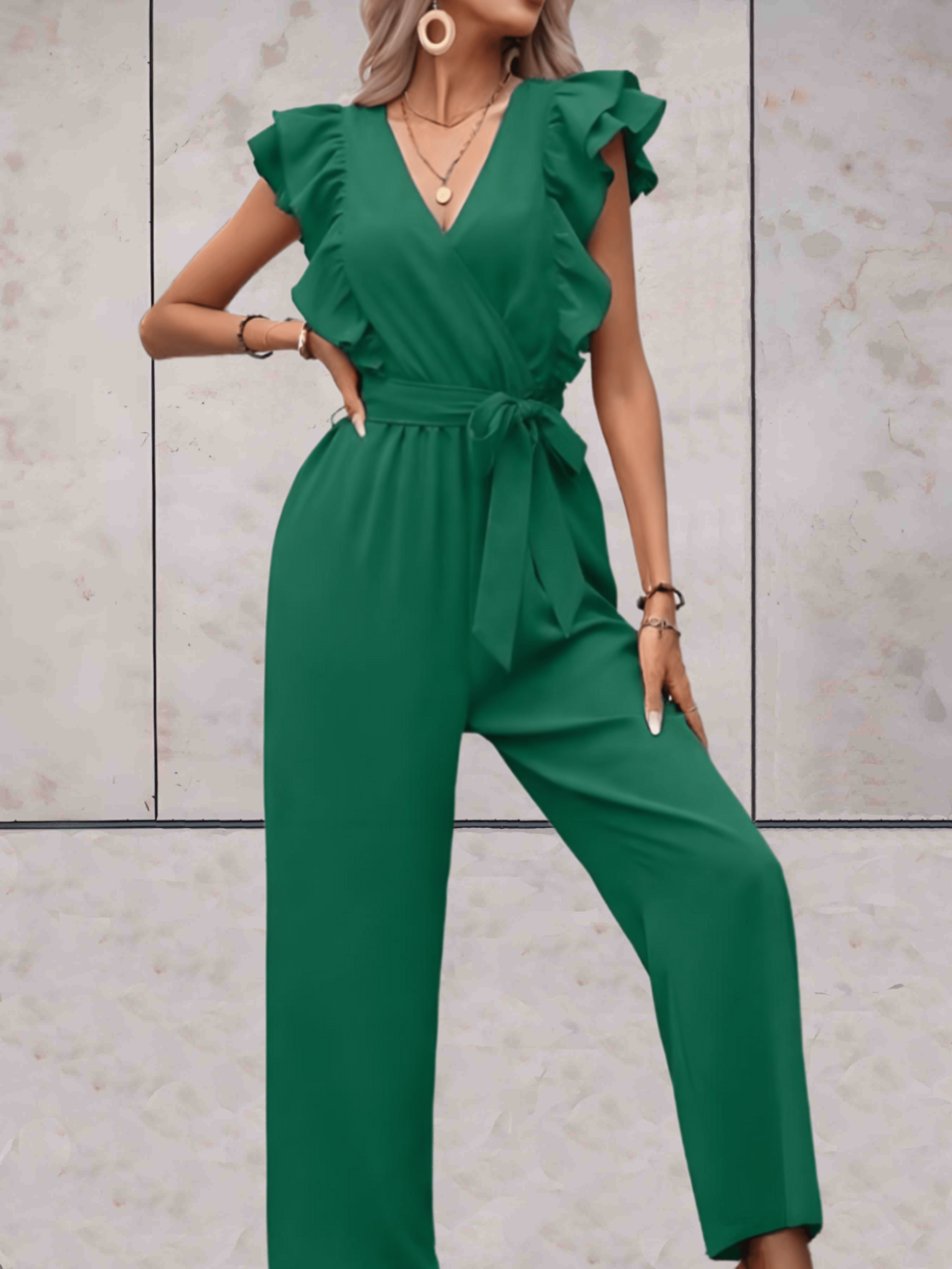 Nellie Jumpsuit Dames – Elegante Jumpsuit met Ruches en Taillekoord