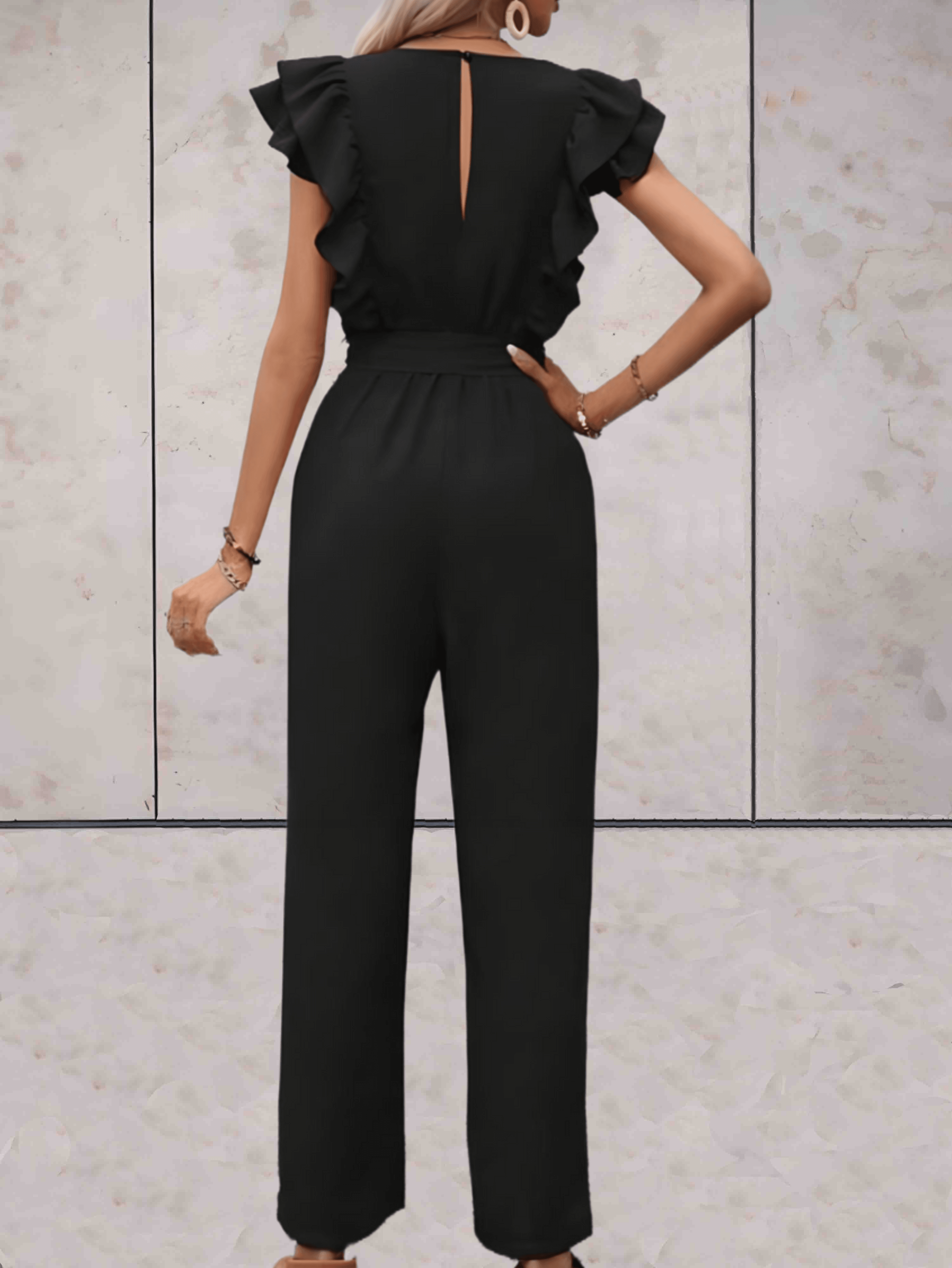 Nellie Jumpsuit Dames – Elegante Jumpsuit met Ruches en Taillekoord