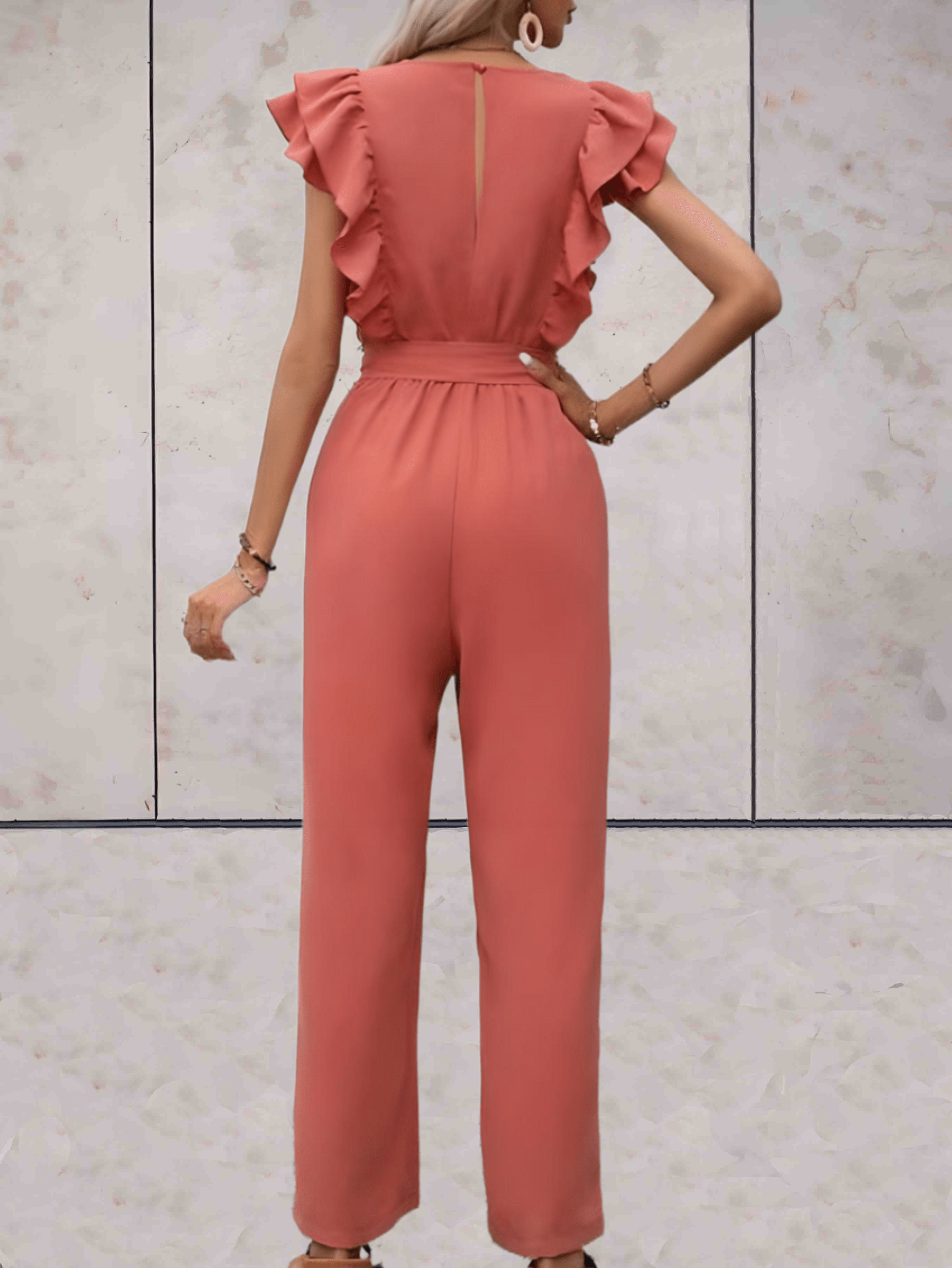 Nellie Jumpsuit Dames – Elegante Jumpsuit met Ruches en Taillekoord