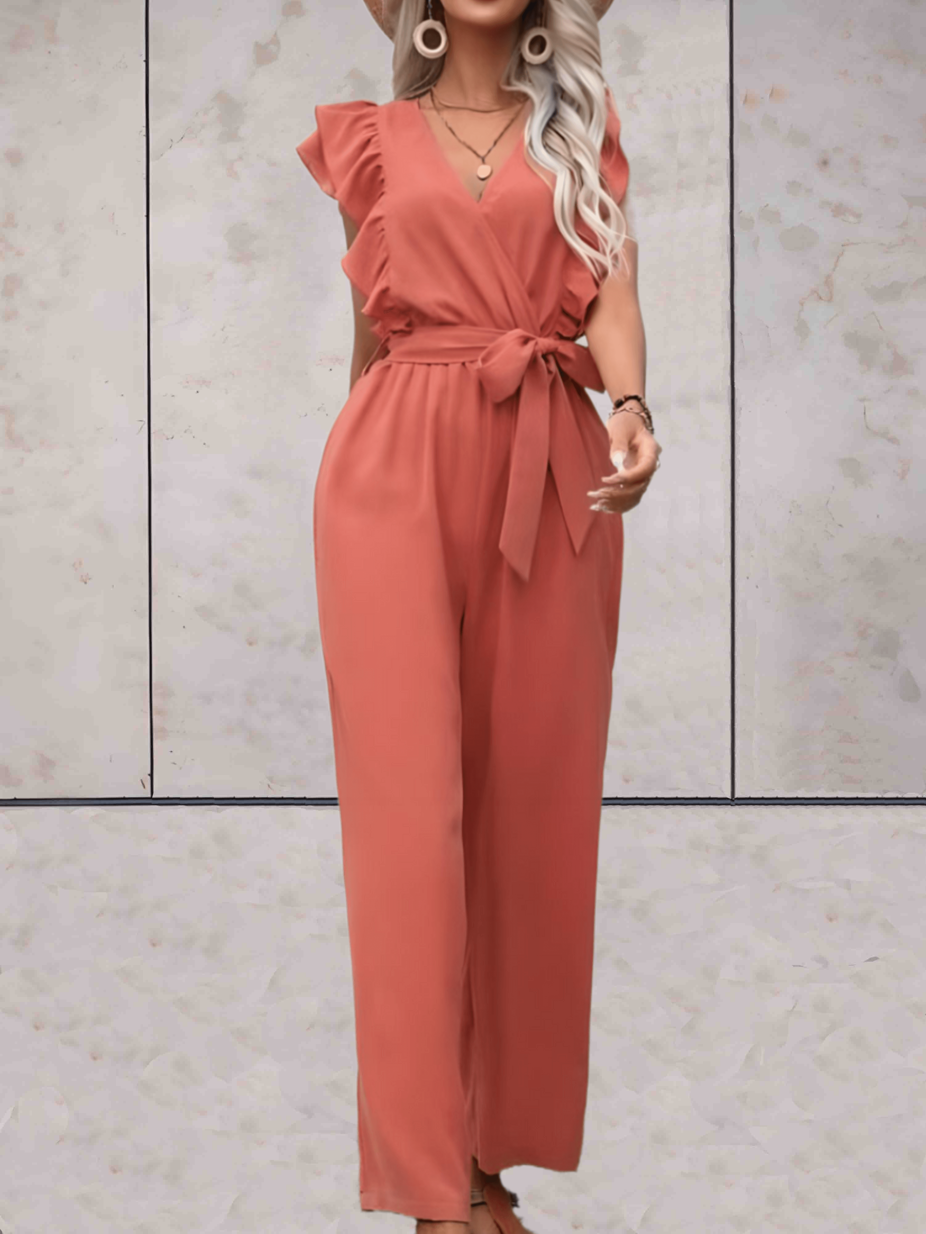 Nellie Jumpsuit Dames – Elegante Jumpsuit met Ruches en Taillekoord