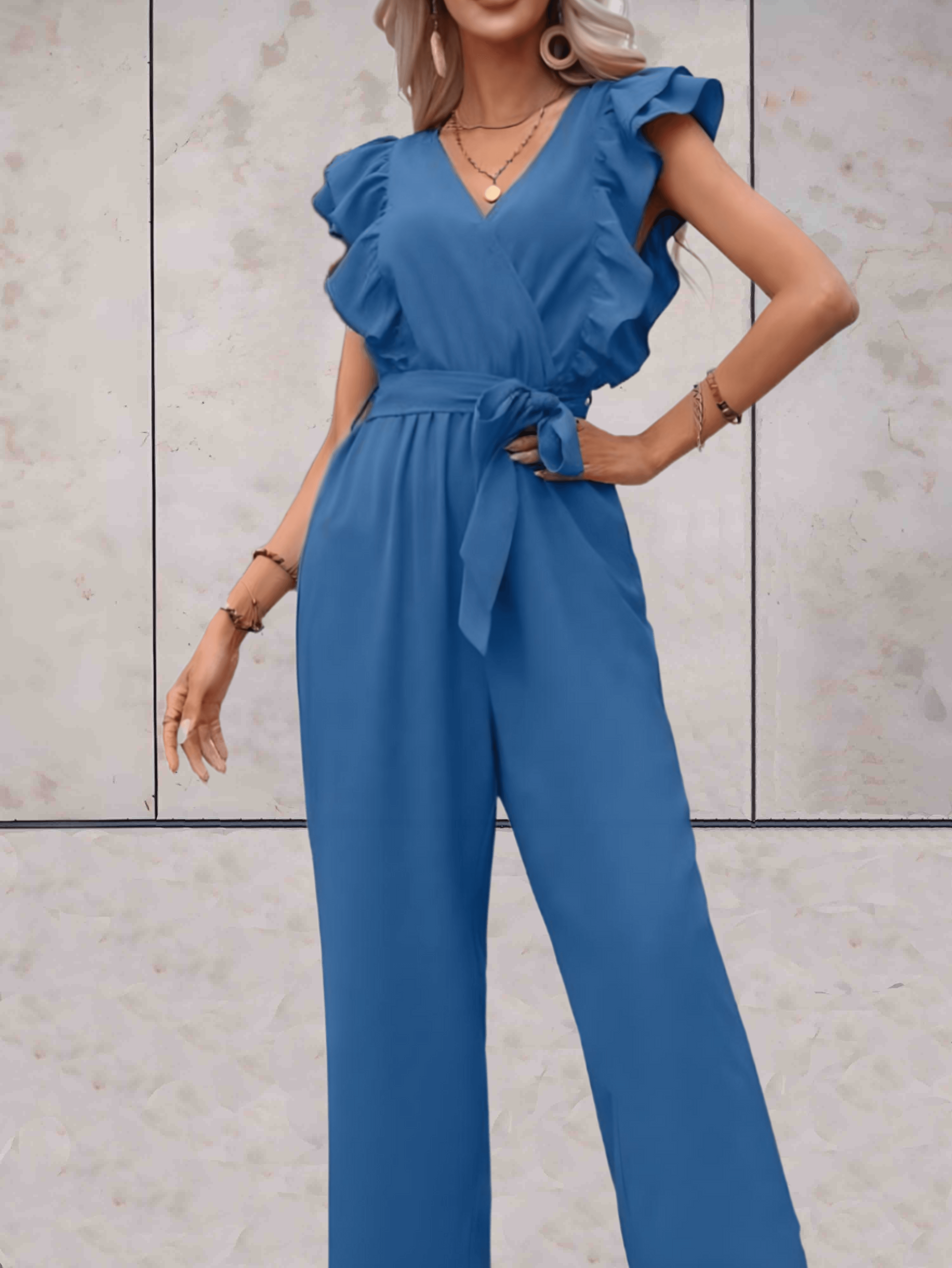 Nellie Jumpsuit Dames – Elegante Jumpsuit met Ruches en Taillekoord