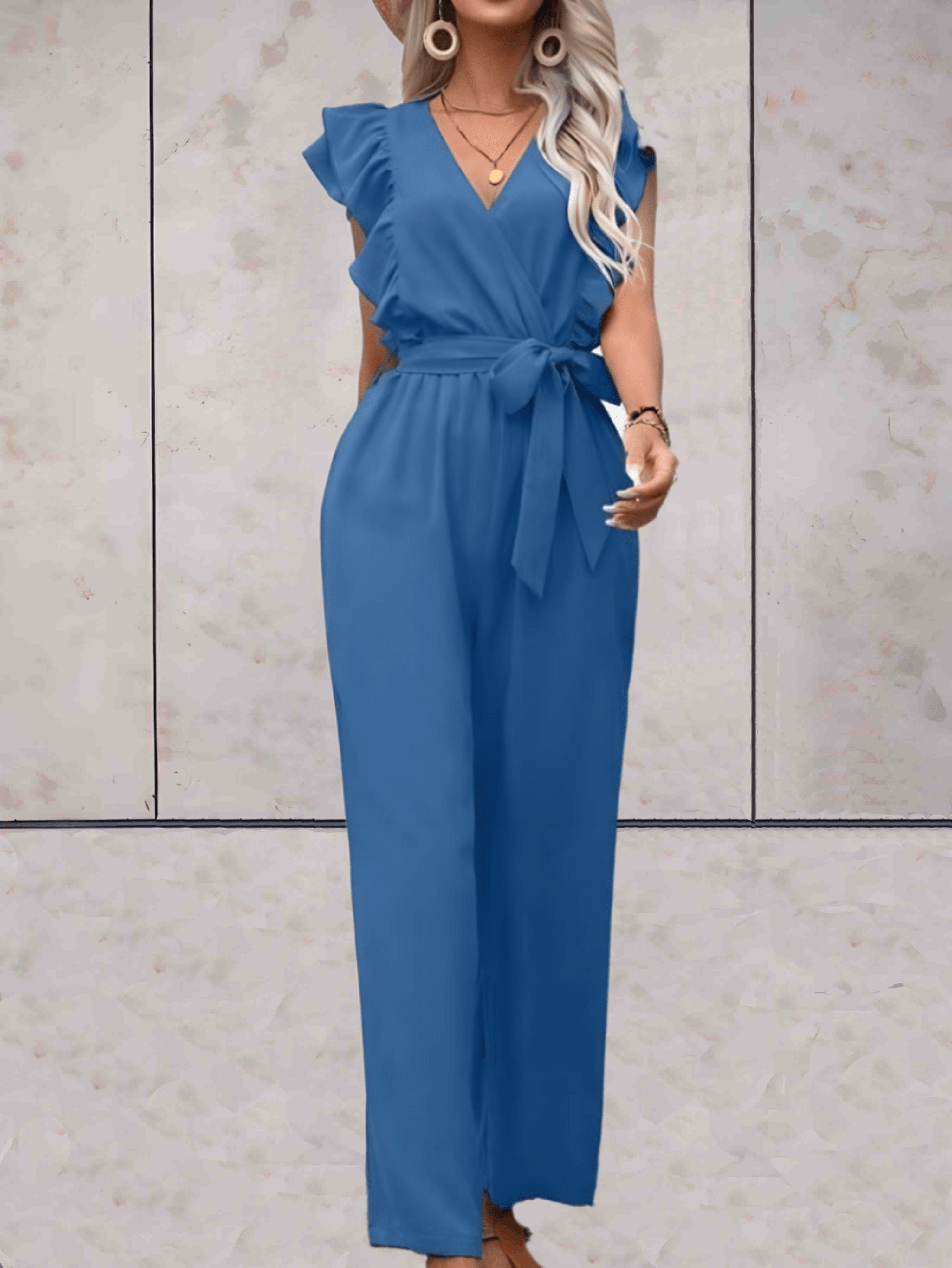 Nellie Jumpsuit Dames – Elegante Jumpsuit met Ruches en Taillekoord
